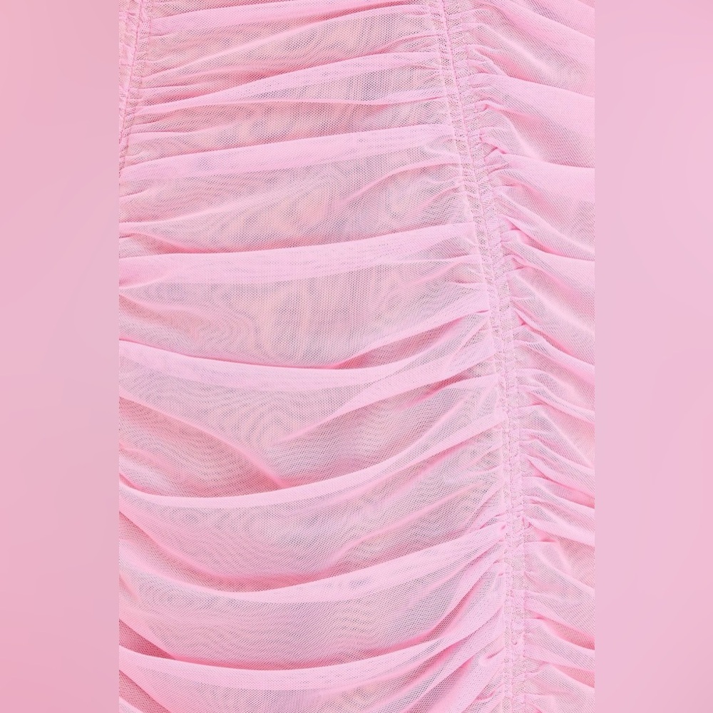 New! Self Portrait Bow Embellished Ruched Pink & Red Mini Dress 🎀 size 10 - Picture 10 of 16